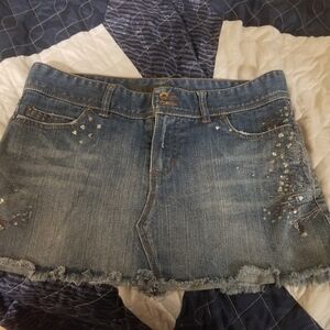 Embellished Denim Mini Skirt